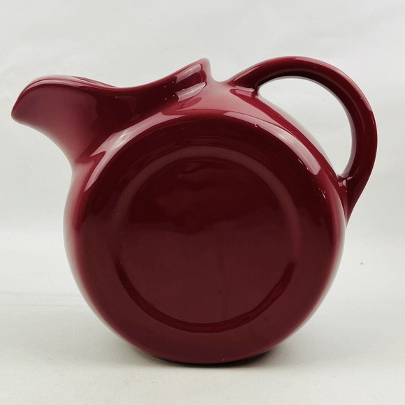 H.F. Coors Maroon Disc Pitcher #192 Coorsware Pottery Ice Lip Mid Century - Picture 3 of 11
